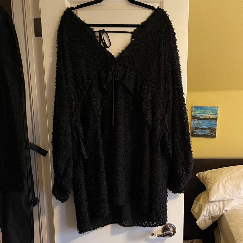 Topshop textured long sleeve minidress
